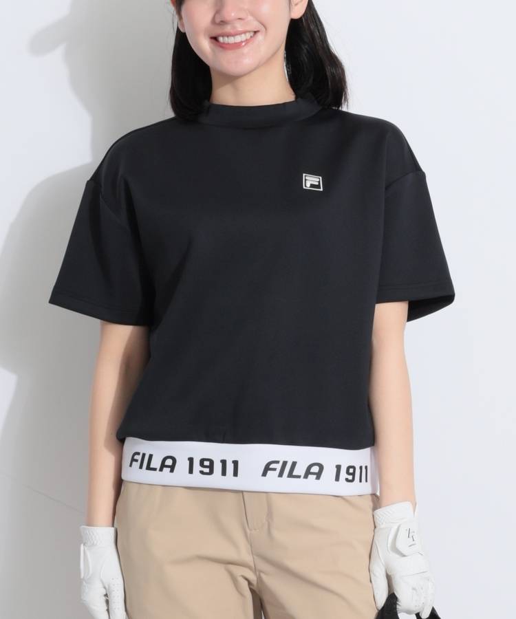 FG 【UV】裾ロゴプリントモックネック半袖カットソー