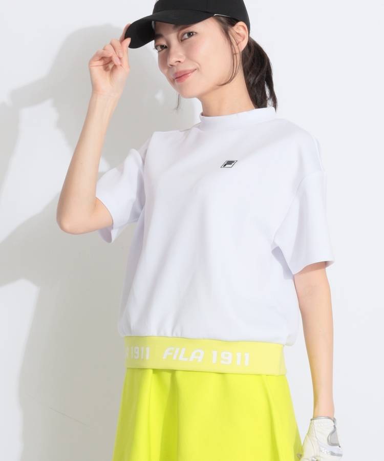 FG 【UV】裾ロゴプリントモックネック半袖カットソー