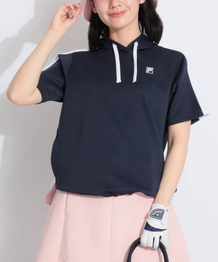 FG 【UV】スリーブラインエンボスロゴ半袖パーカー