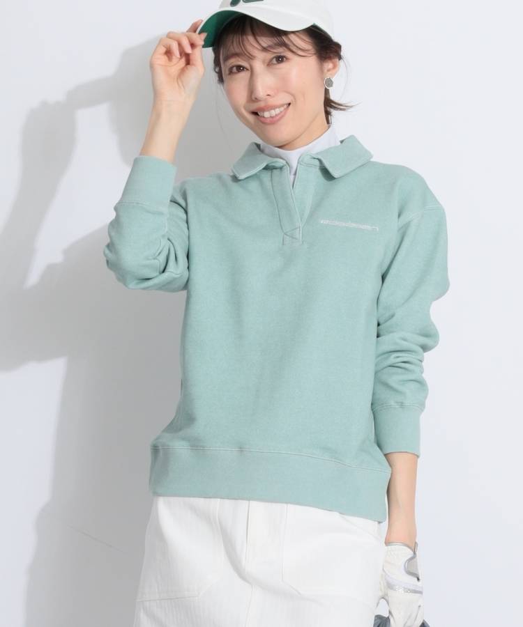 RO スキッパー長袖ニットポロシャツ