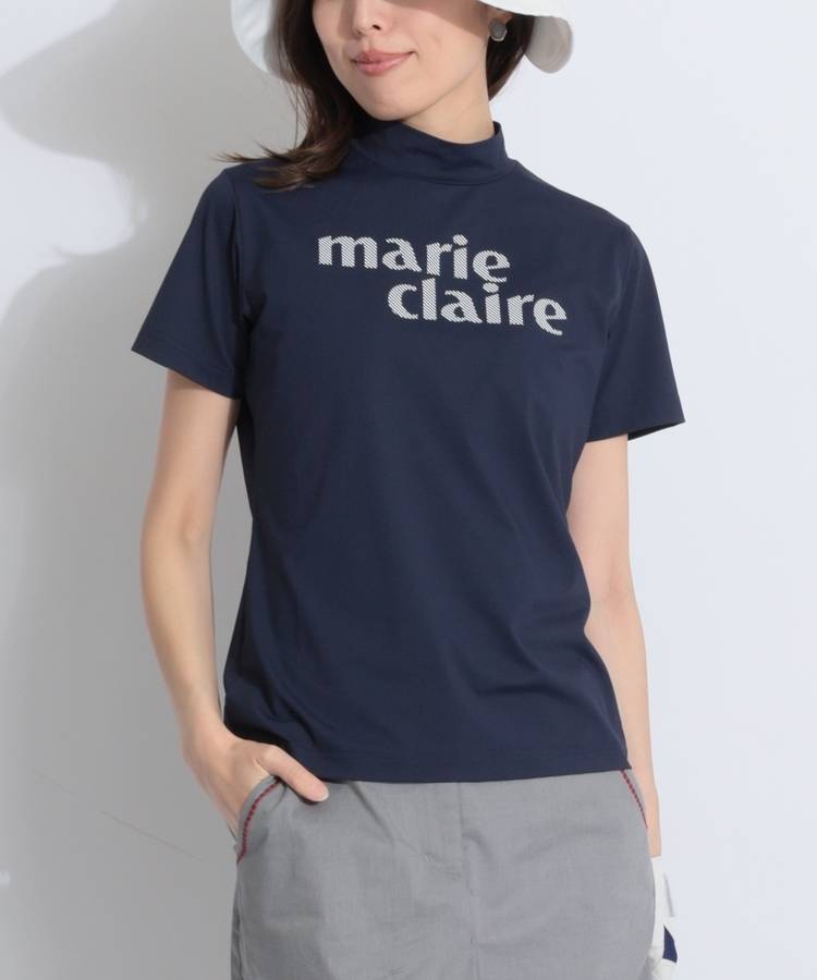 MC 【接触冷感UV】ロゴプリントモックネック半袖カットソー