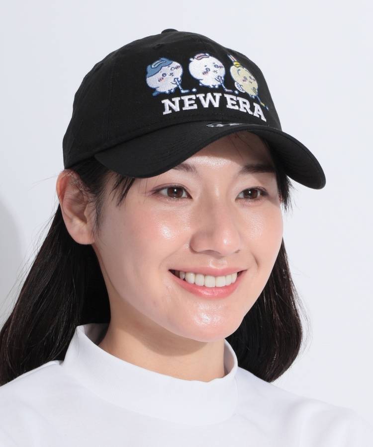 NE 【抗菌】ちいかわロゴ刺繍ツイルキャップ(ブラック)