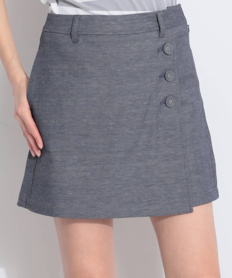 HK 【接触冷感UV】デニム調ラップキュロットパンツ