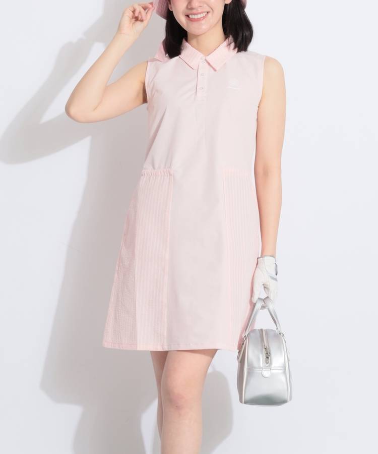 VH 【吸水速乾】ストライプ切替シアサッカーノースリーブワンピース