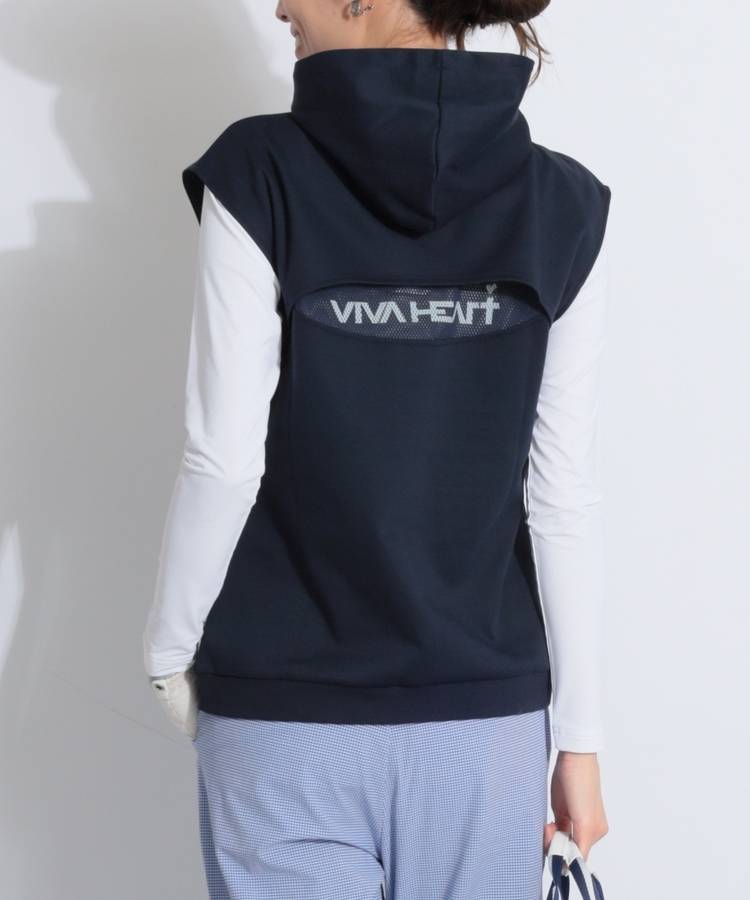 VH 【吸水速乾】バックプリントメッシュ切替フーディベスト