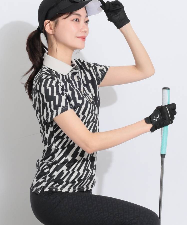 JL 【吸水速乾】グラフィックプリント半袖ポロシャツ