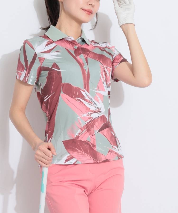 JL 【吸水速乾】グラフィックプリント半袖ポロシャツ