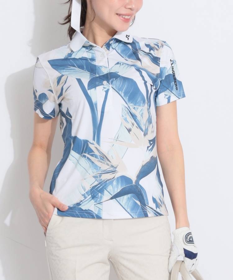 JL 【吸水速乾】グラフィックプリント半袖ポロシャツ