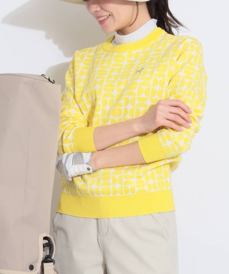 HK セミサークル柄ジャガードクルーネックニット