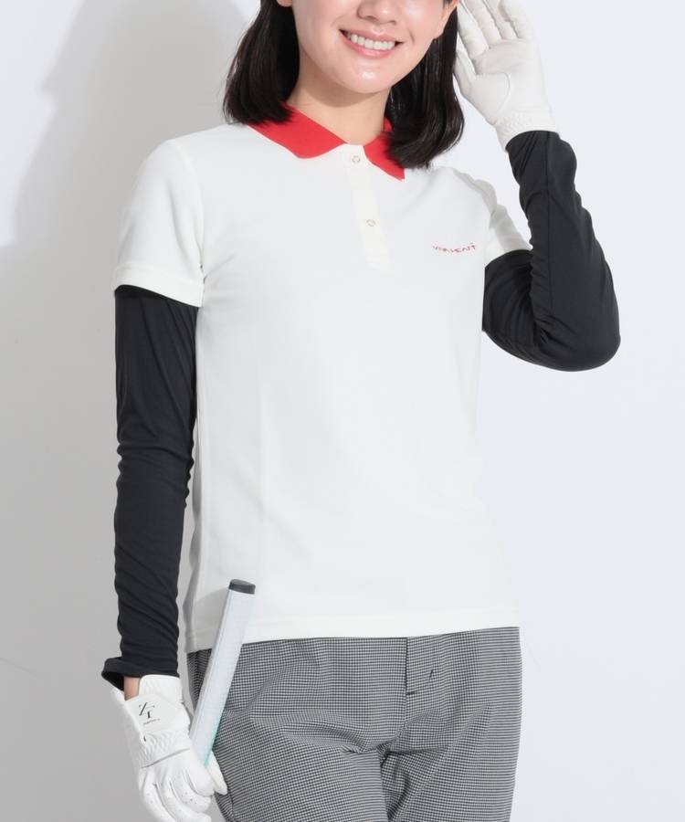 VH 【吸水速乾】バイカラー切替バックプリント半袖ポロシャツ