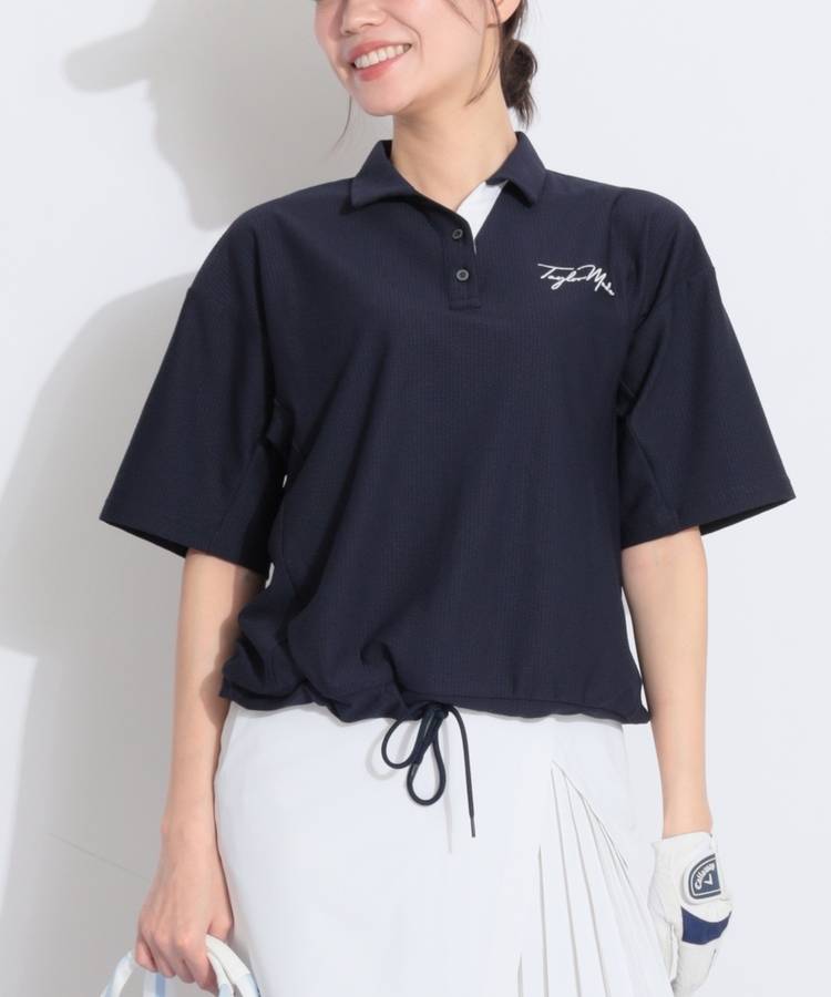 TG 【ストレッチ】裾ドロストシアサッカー半袖ポロシャツ