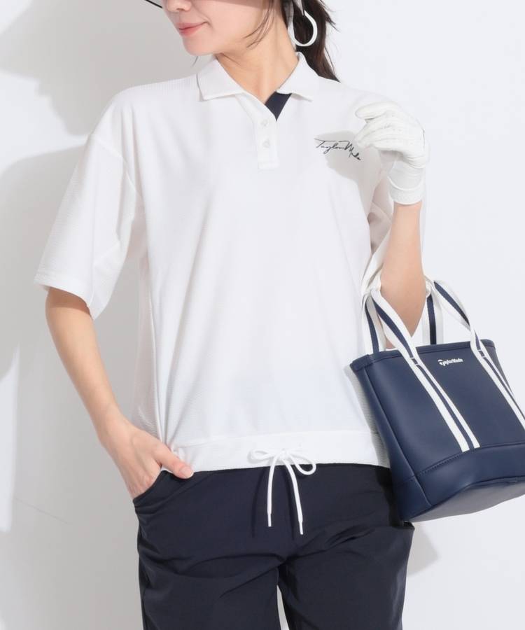 TG 【ストレッチ】裾ドロストシアサッカー半袖ポロシャツ