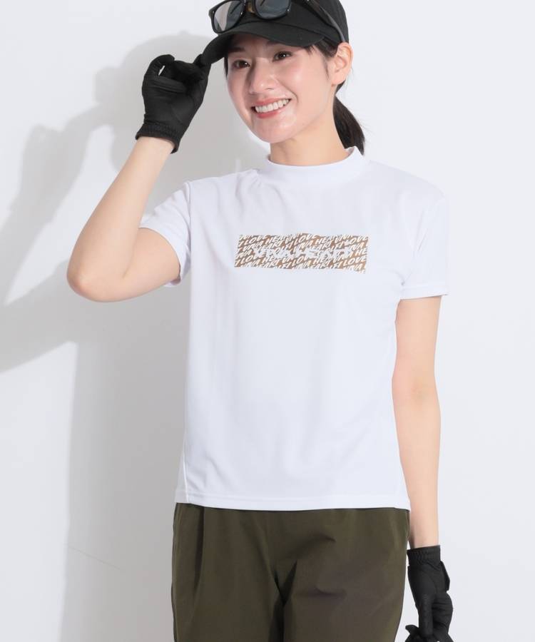 VH 【吸水速乾UV】グラフィックプリントモックネック半袖カットソー