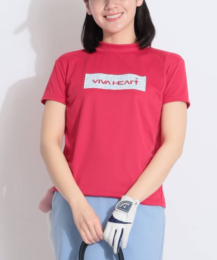 VH 【吸水速乾UV】グラフィックプリントモックネック半袖カットソー