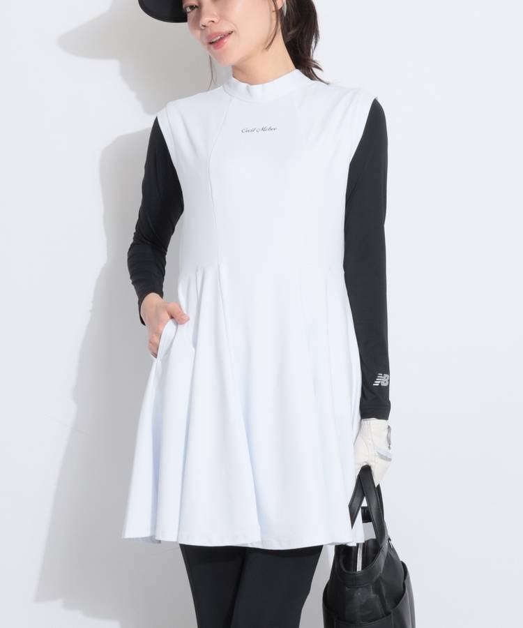 CC ロングリボンノースリーブフレアワンピース