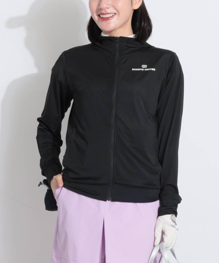 CU 【接触冷感UV】ロゴプリントメッシュパーカー