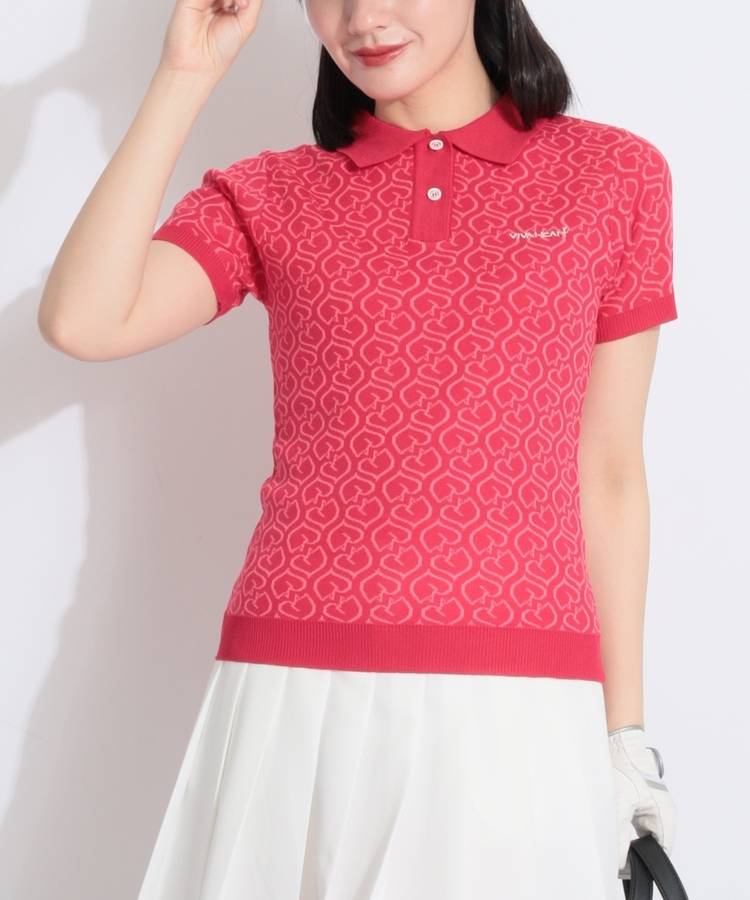 VH ケディハート総柄ニット半袖ポロシャツ