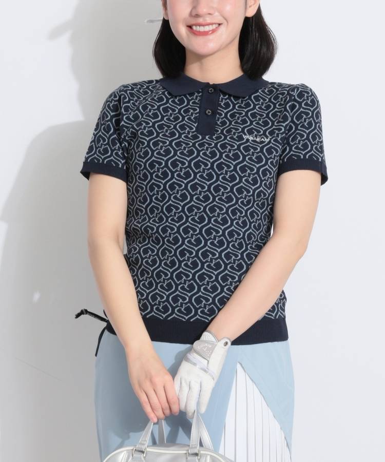 VH ケディハート総柄ニット半袖ポロシャツ