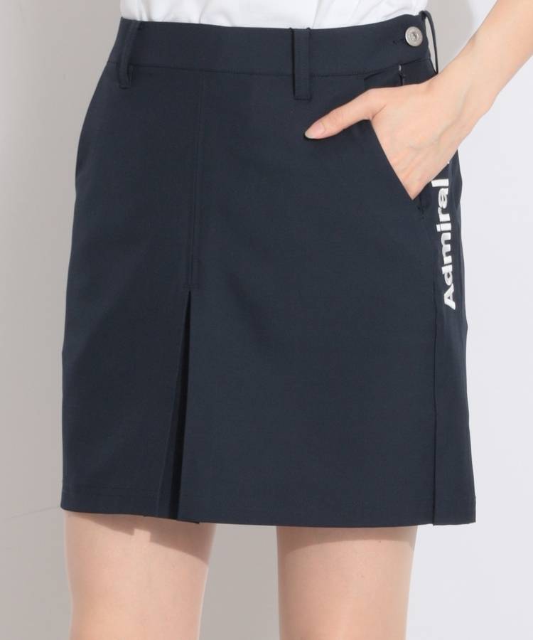 AM 【撥水ストレッチ】サイドロゴタックプリーツスカート