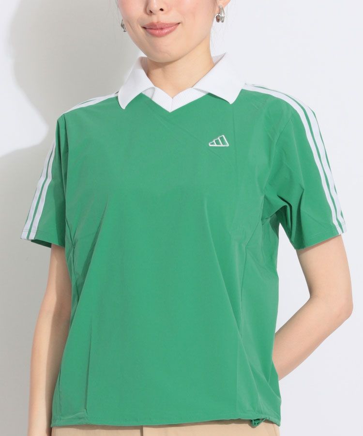 【冷感UV】ストライプラインスキッパー半袖カットソー