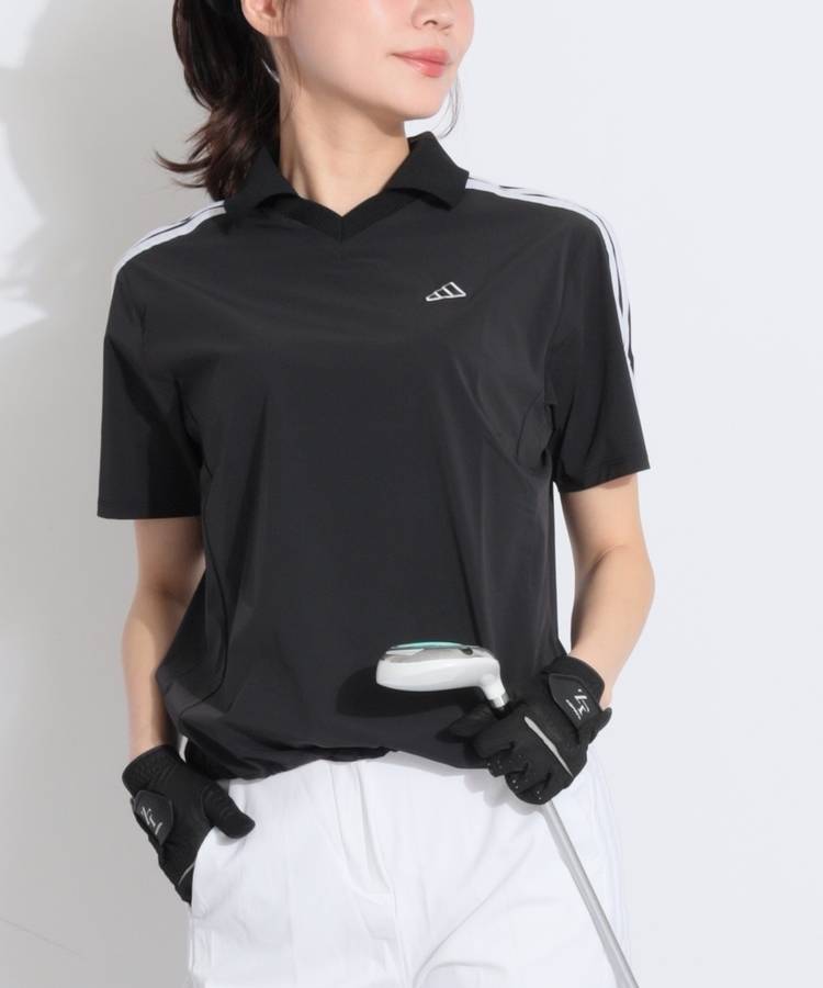 AG 【冷感UV】ストライプラインスキッパー半袖カットソー