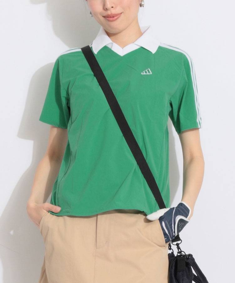 AG 【冷感UV】ストライプラインスキッパー半袖カットソー