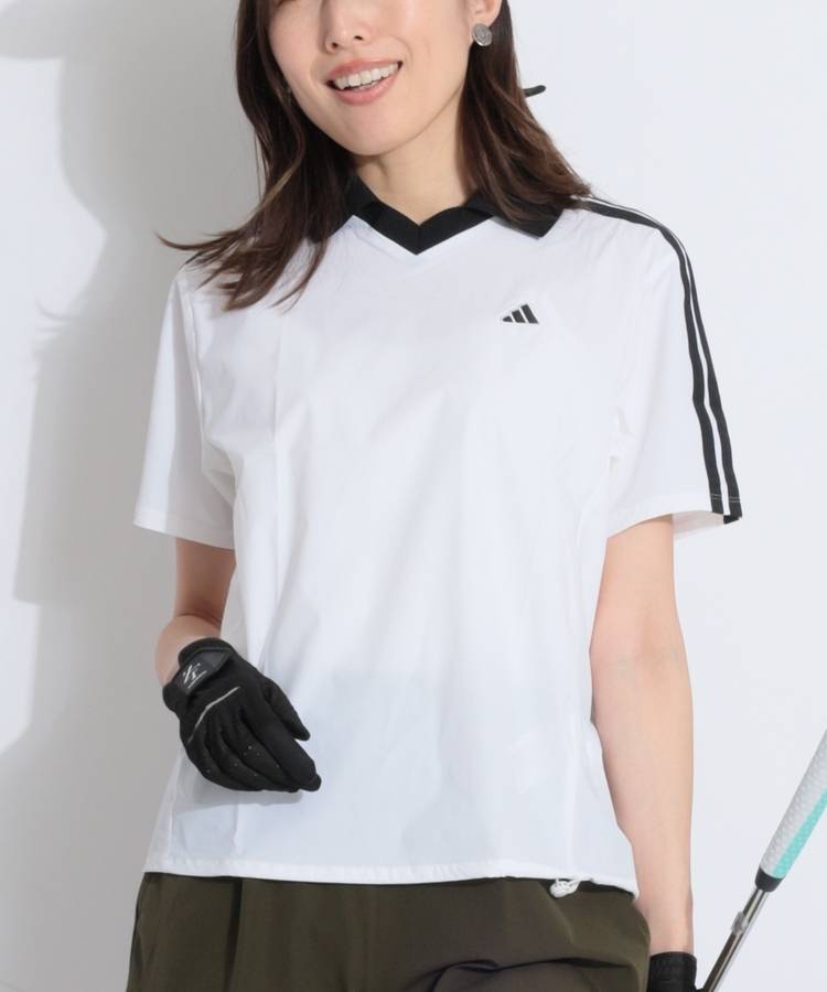 AG 【冷感UV】ストライプラインスキッパー半袖カットソー