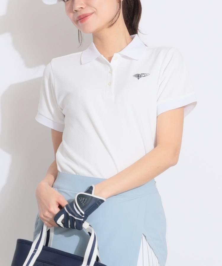 BE 【吸水速乾】バックプリントメッシュ半袖ポロシャツ