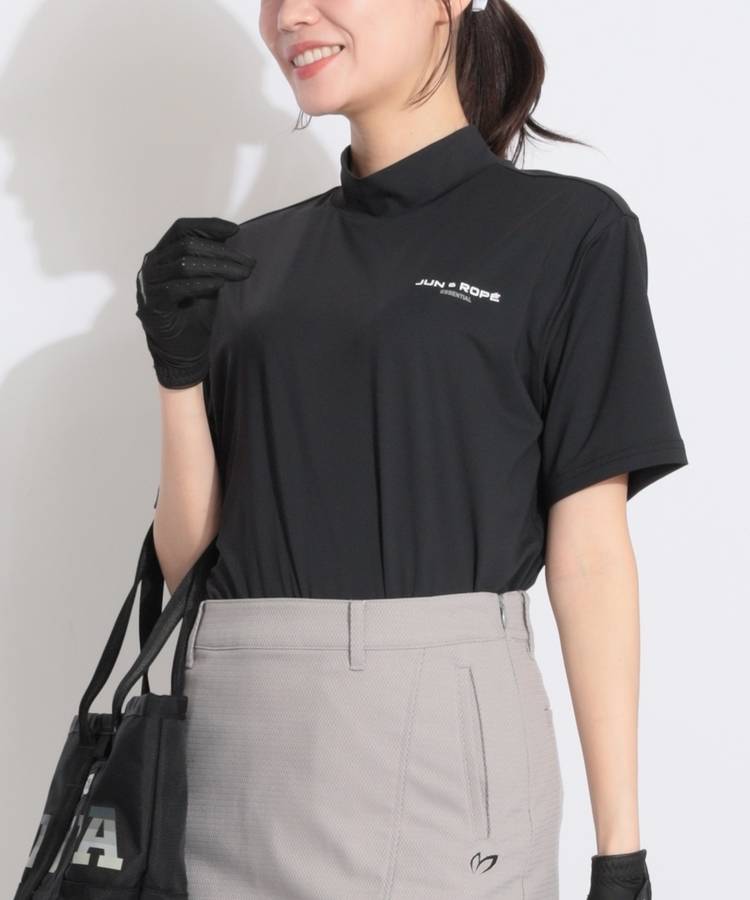 JR 【吸水速乾UV】バックプリントモックネック半袖カットソー