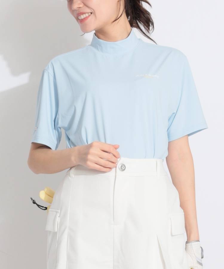 JR 【吸水速乾UV】バックプリントモックネック半袖カットソー