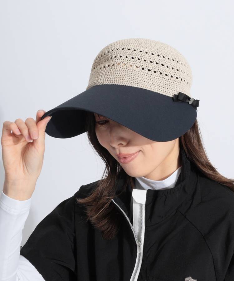 LV 【UPF50+】ワイドブリム配色キャップ
