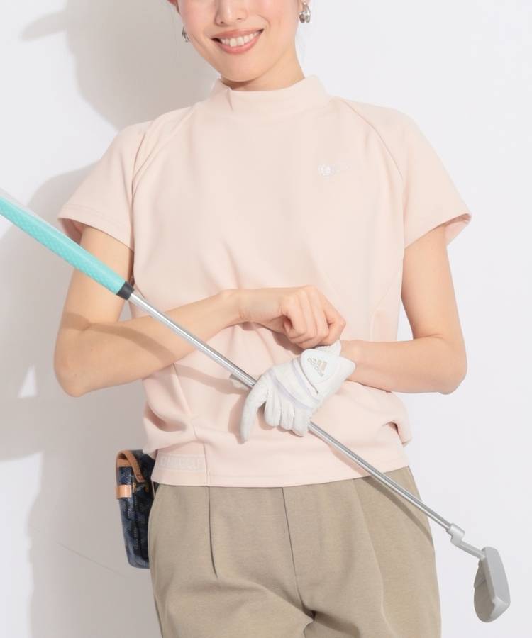 BE 【冷感ストレッチ】裾ロゴモックネック半袖カットソー