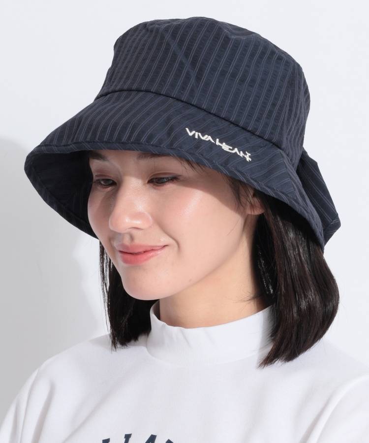 VH サッカーストライプバックリボンバケットハット
