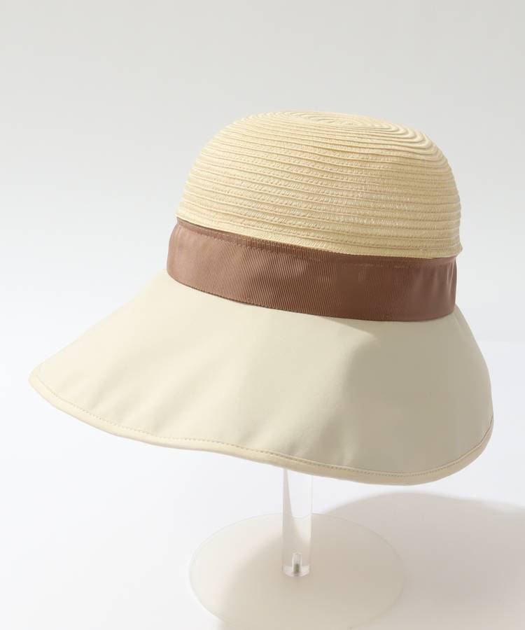 HK ラフィア風グログランリボン2WAYハット