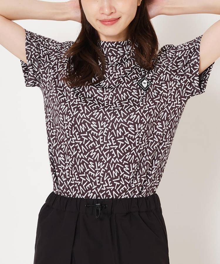 VI 【ストレッチ】グラフィックロゴ半袖モックネックカットソー