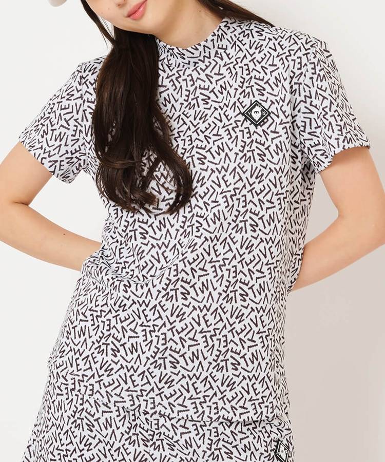 VI 【ストレッチ】グラフィックロゴ半袖モックネックカットソー