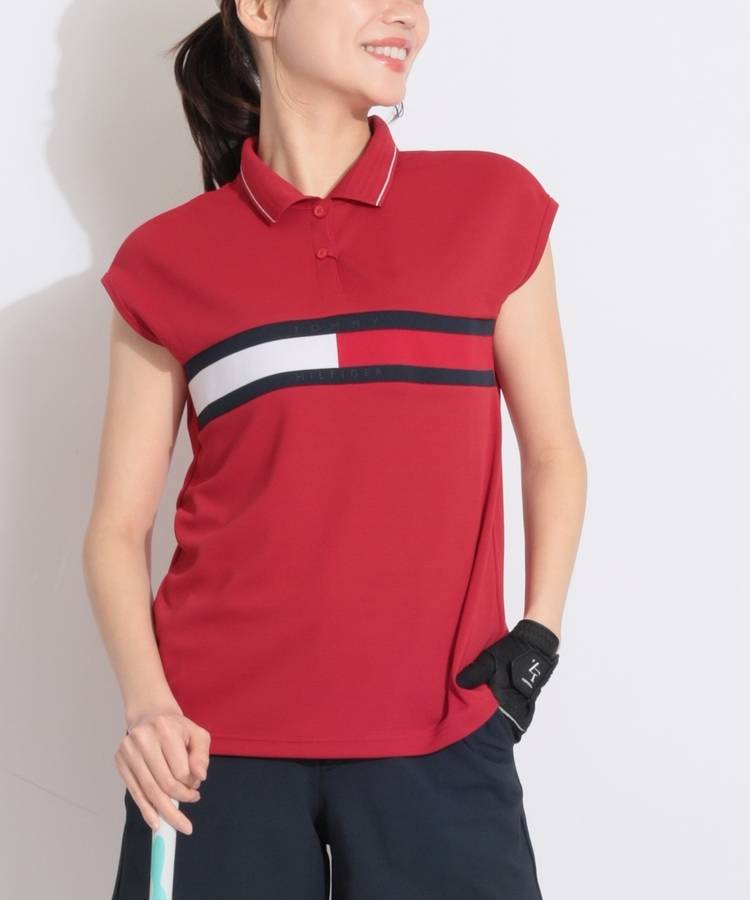 TH 【接触冷感UV】フラッグラインフレンチスリーブポロシャツ