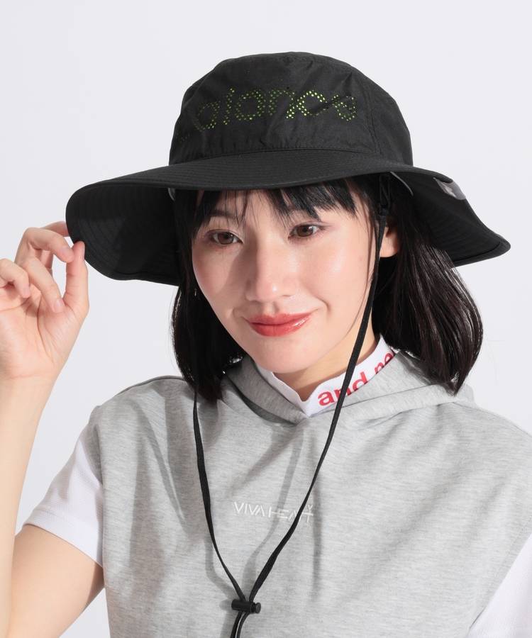 NB 顎紐付き透かしロゴバケットハット