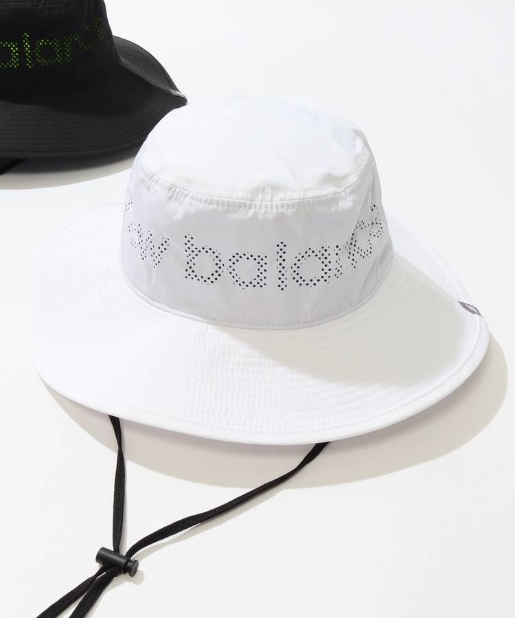 NB 顎紐付き透かしロゴバケットハット