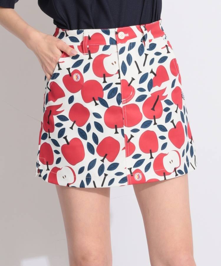 PG りんご総柄カーブスリット台形スカート