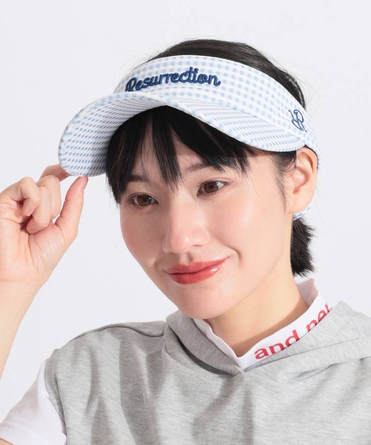 RR 【シュシュ付き】チェック柄サンバイザー