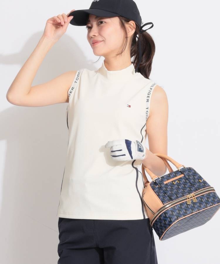 TH 【UV】サイドラインスリーブロゴノースリーブカットソー