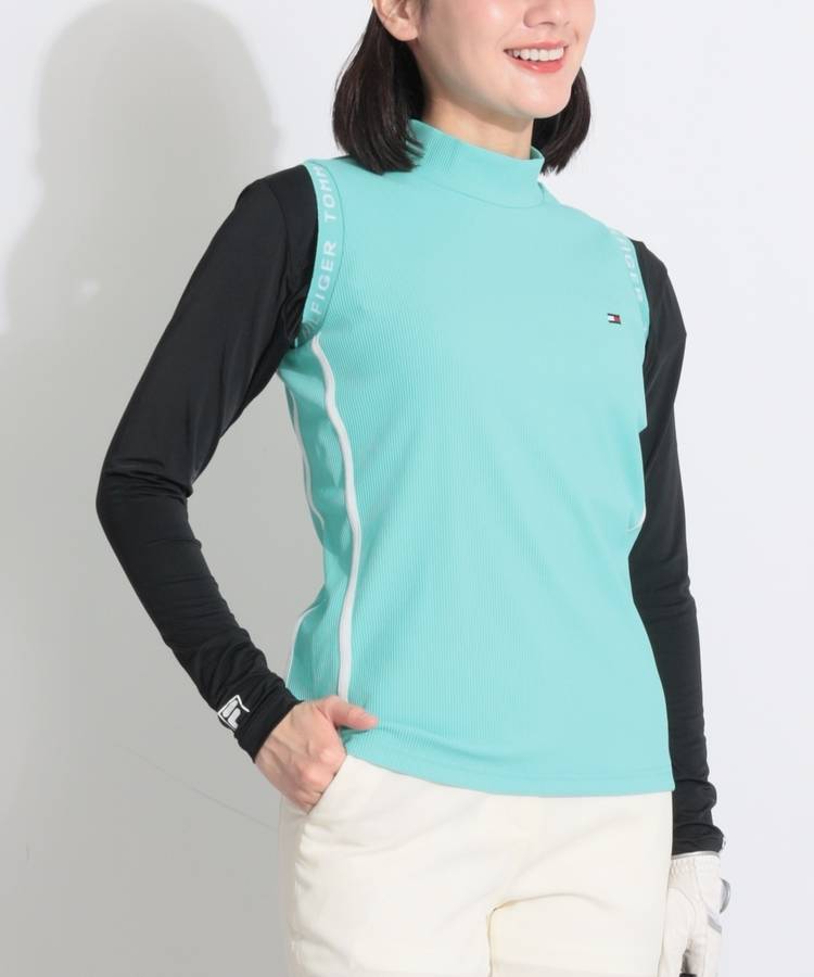 TH 【UV】サイドラインスリーブロゴノースリーブカットソー