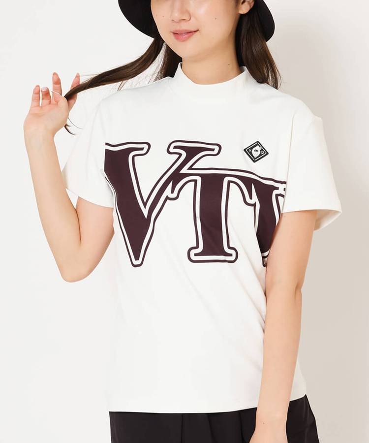 VI 【吸水速乾】ビッグプリントモックネック半袖カットソー