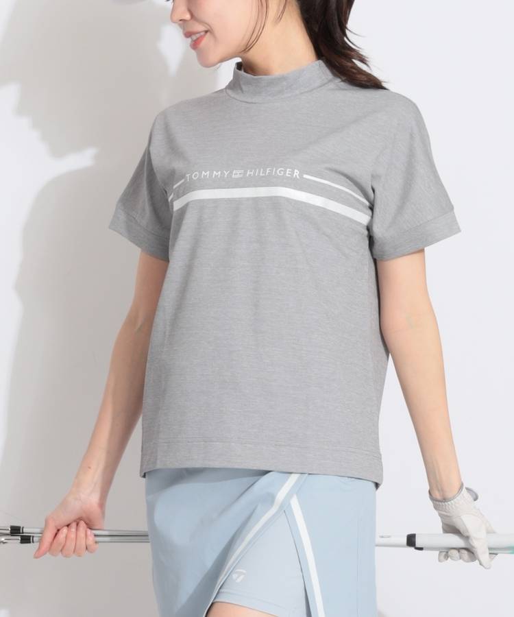 TH 【吸水速乾UV】ラメロゴラインモックネック半袖カットソー