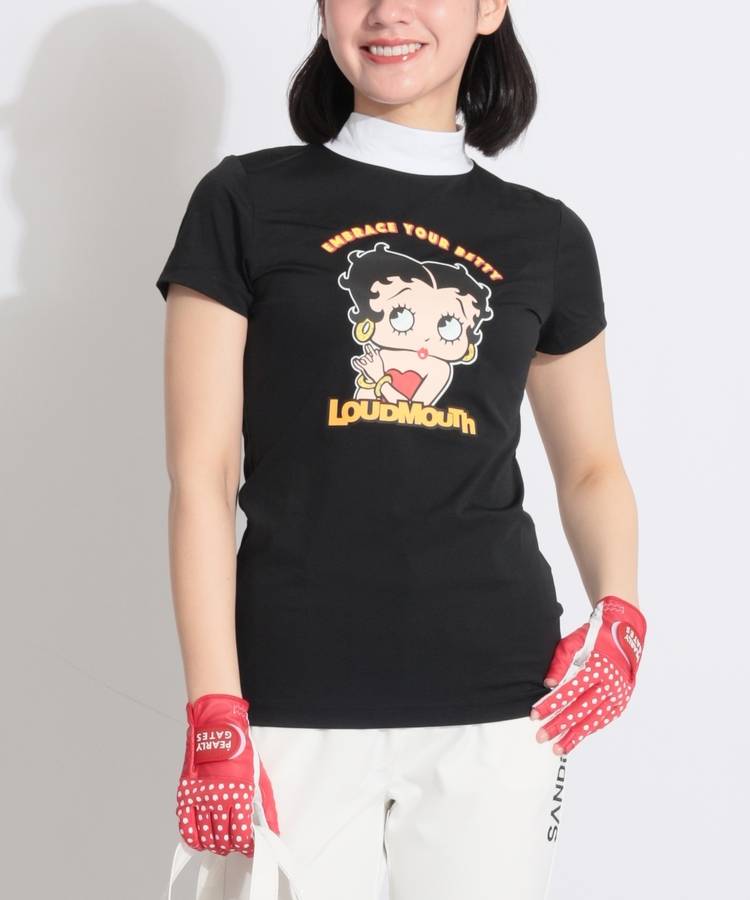 LM 【BettyBoop】【接触冷感】ベティちゃんモックネック半袖カットソー