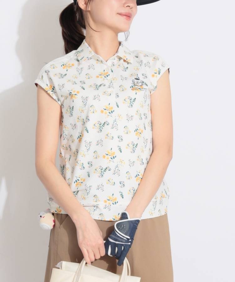 TH 【吸水速乾UV】メッシュラインフレンチスリーブポロシャツ