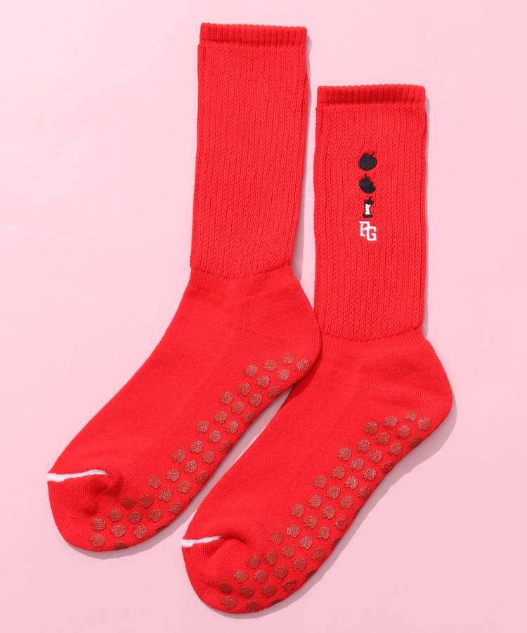 PG りんご刺繍ルーズミドルソックス