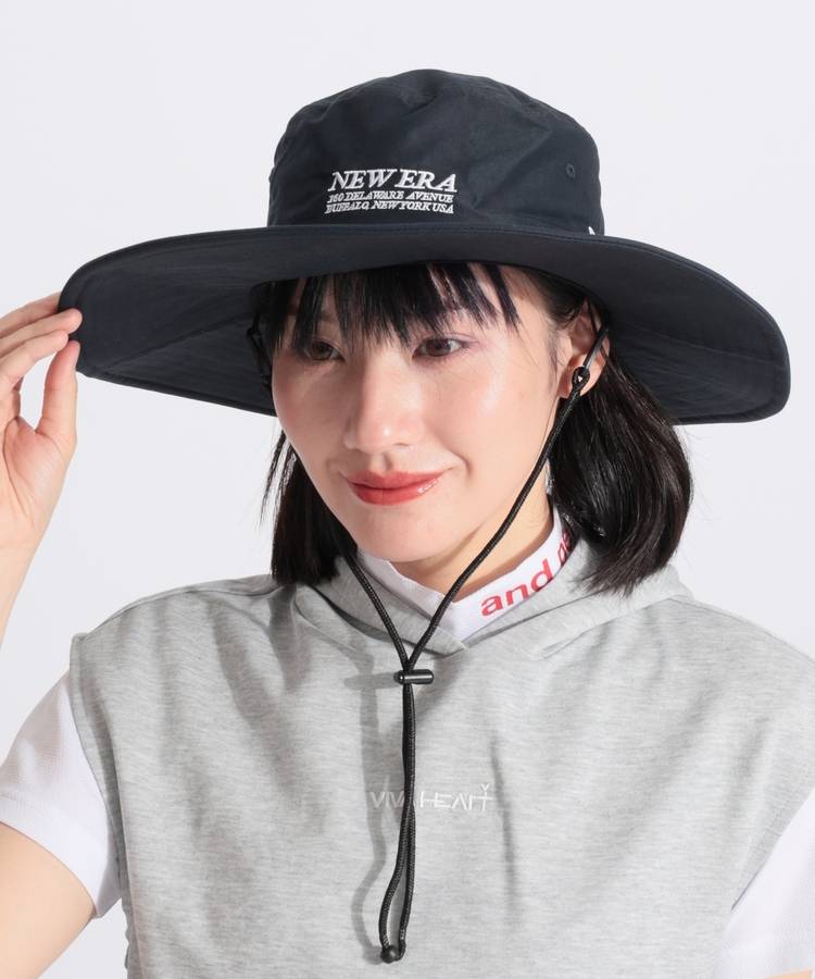 NE 【遮熱UV】顎紐付きワイドハット(ネイビー)