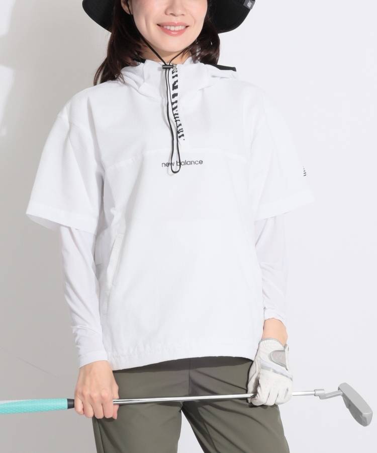 NB 【吸水速乾UV】裾ドロストフーディー半袖プルオーバー